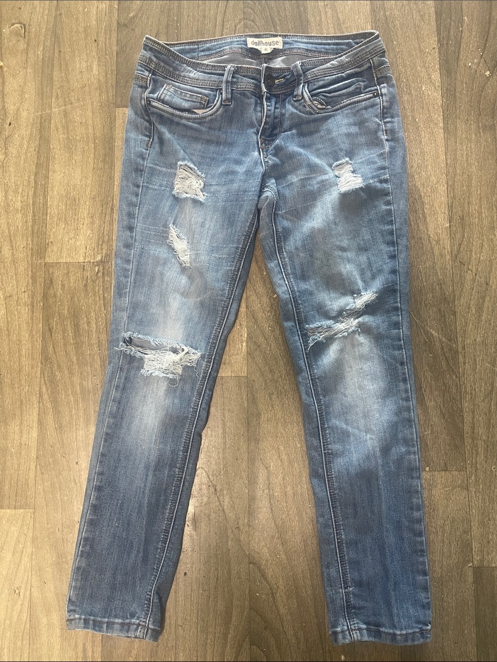 Dollhouse Distressed Light Blue Ankle Jeans